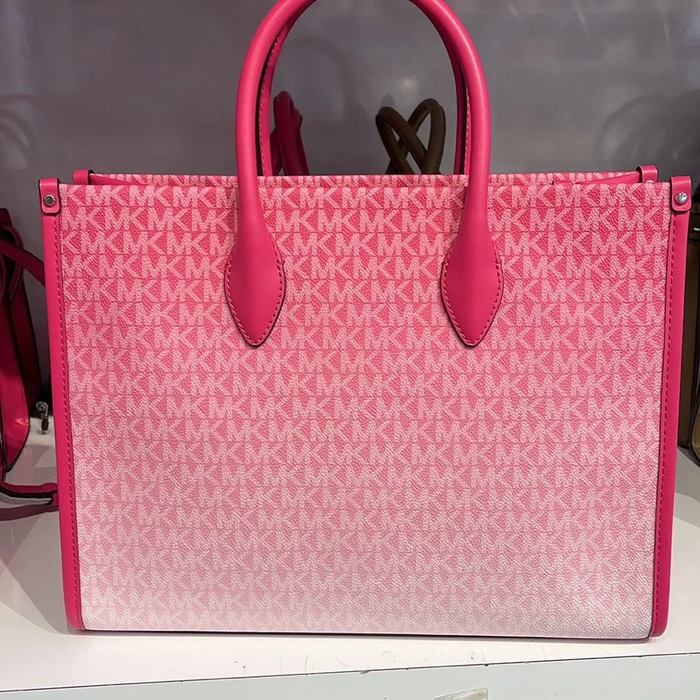 Michael Kors Mirella Medium Ombré Logo EW Tote Bag 
Dragonfruit 
NWT - Picture 9 of 14
